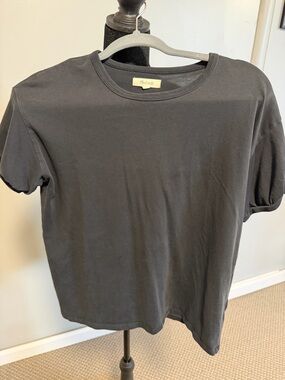 Madewell Black Puff Sleeve Tee | Size Small | Casual Everyday Basic Top